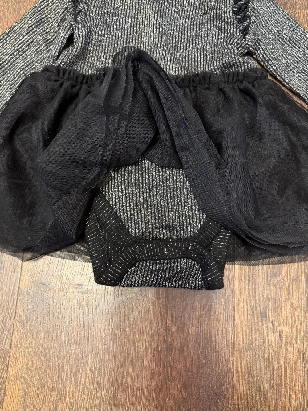 Old Navy Black and Gray Long-Sleeve Tutu Dress